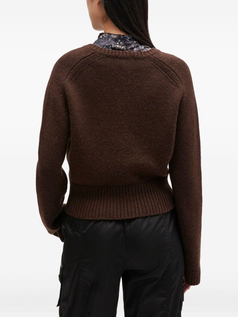 chocolate v-neck sweater by Selfnex