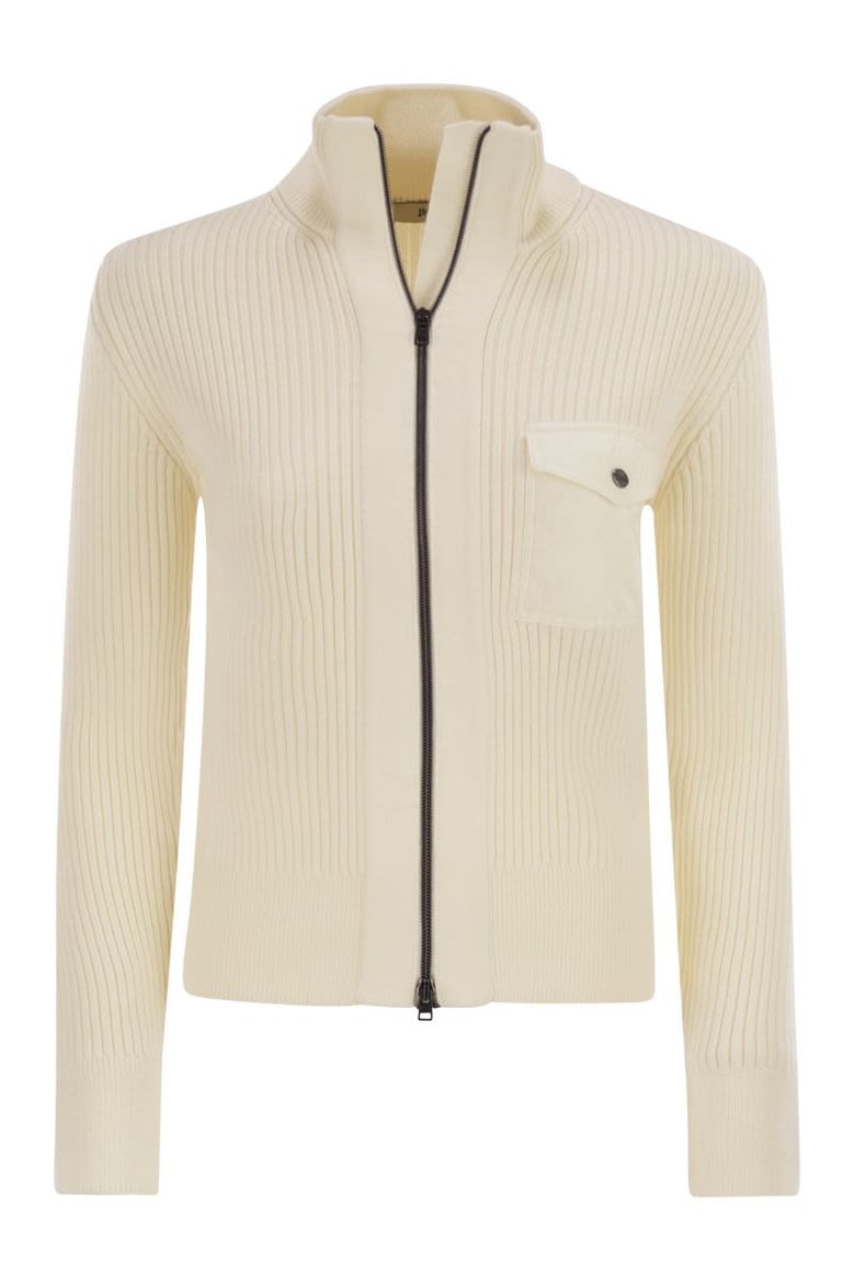 wool ribbed cardigan by Selfnex