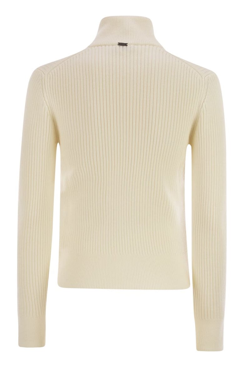 wool ribbed cardigan by Selfnex