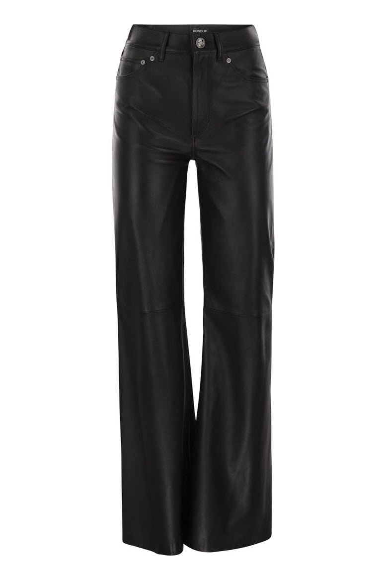amber - wide-leg lambskin trousers by Selfnex