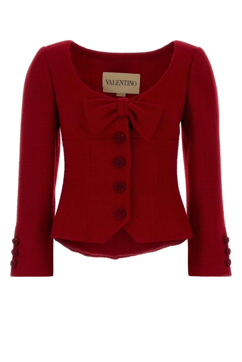 red boucle blazer by Selfnex