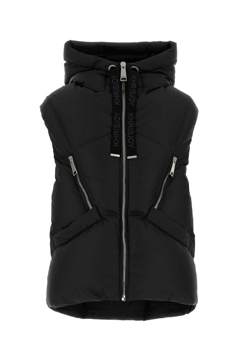 black polyester blend down jacket by Selfnex