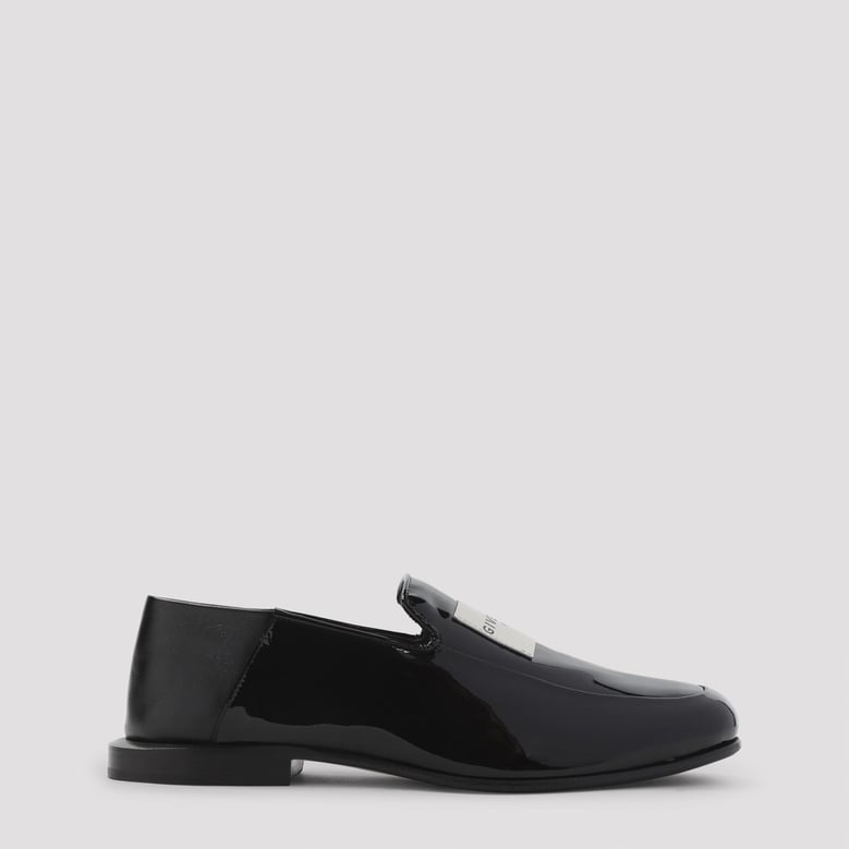 black leather label loafers by Selfnex