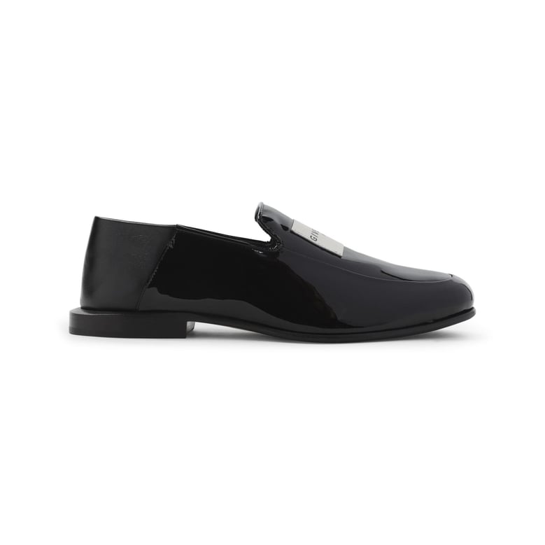 black leather label loafers by Selfnex