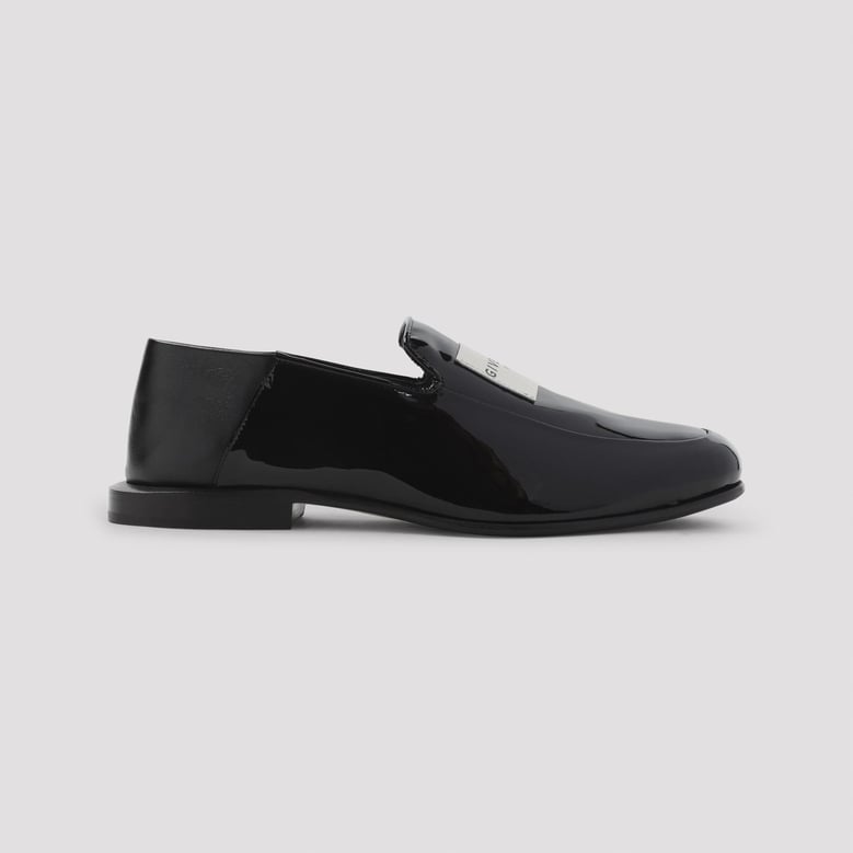black leather label loafers by Selfnex