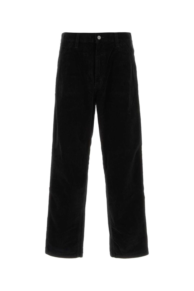 black corduroy single knee pant by Selfnex