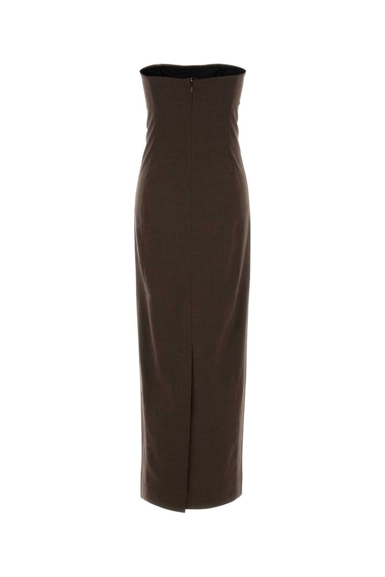 brown stretch wool shilo dress by Selfnex