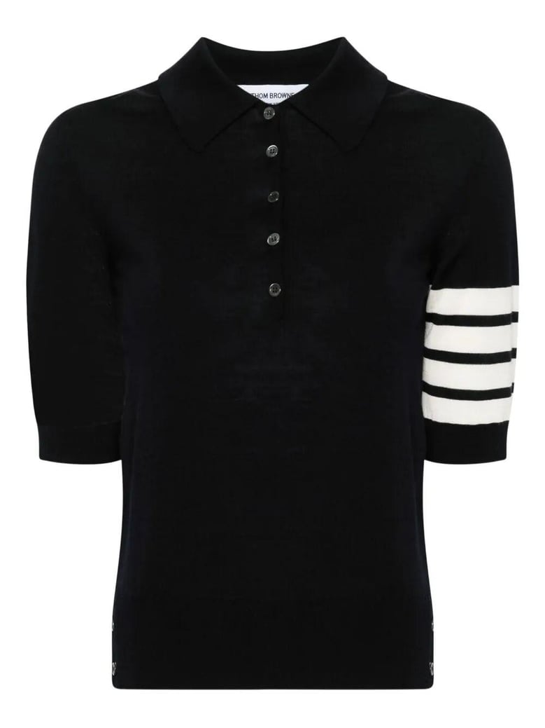 relaxed fit polo with 4 bar in fine merino wool by Selfnex