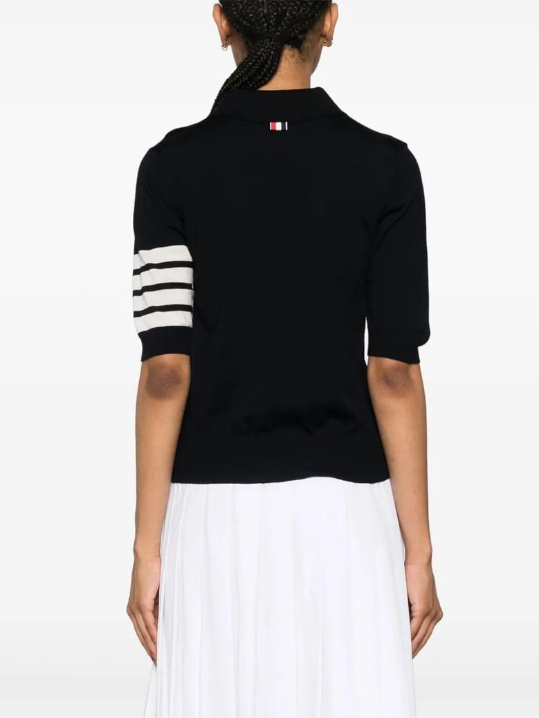 relaxed fit polo with 4 bar in fine merino wool by Selfnex