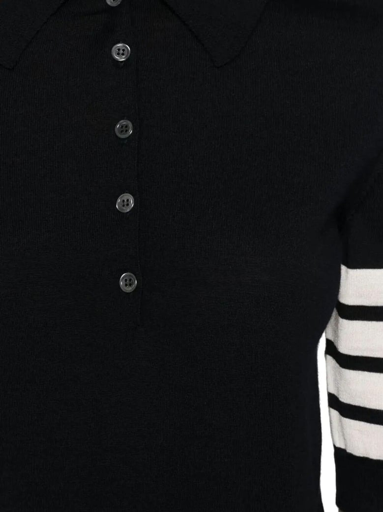 relaxed fit polo with 4 bar in fine merino wool by Selfnex