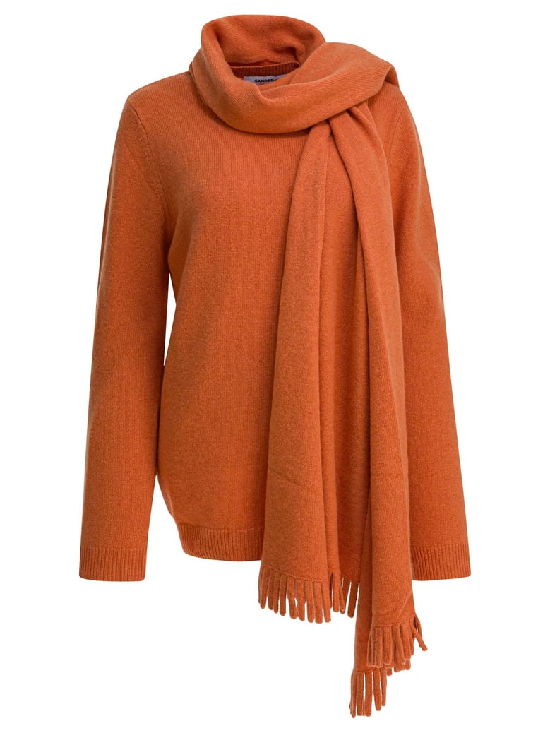 orange wool knit sweater by Selfnex