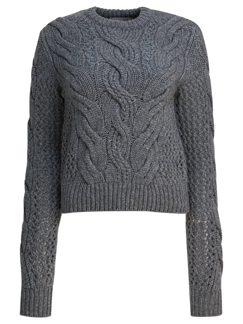 wool-blend crewneck sweater with braids by Selfnex
