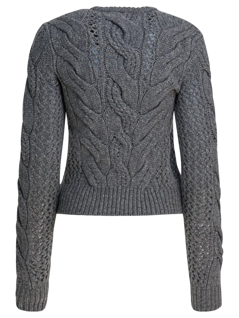 wool-blend crewneck sweater with braids by Selfnex