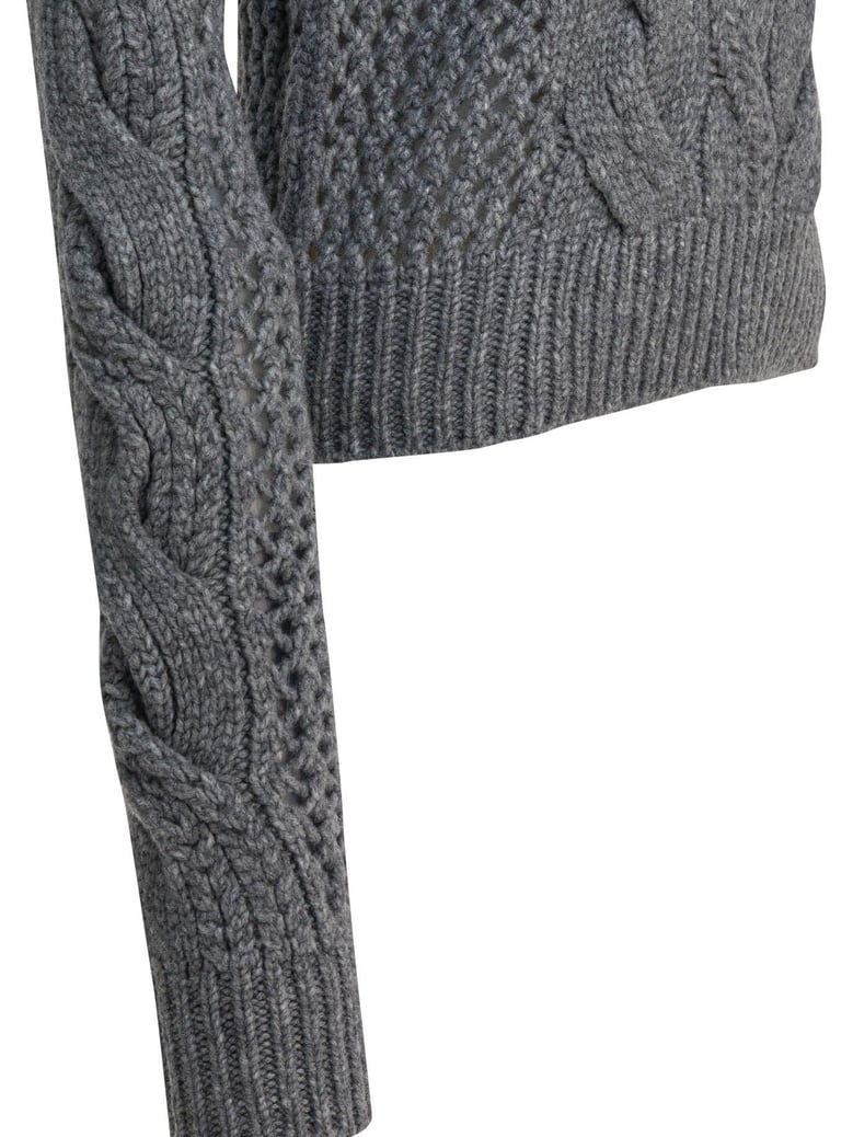 wool-blend crewneck sweater with braids by Selfnex