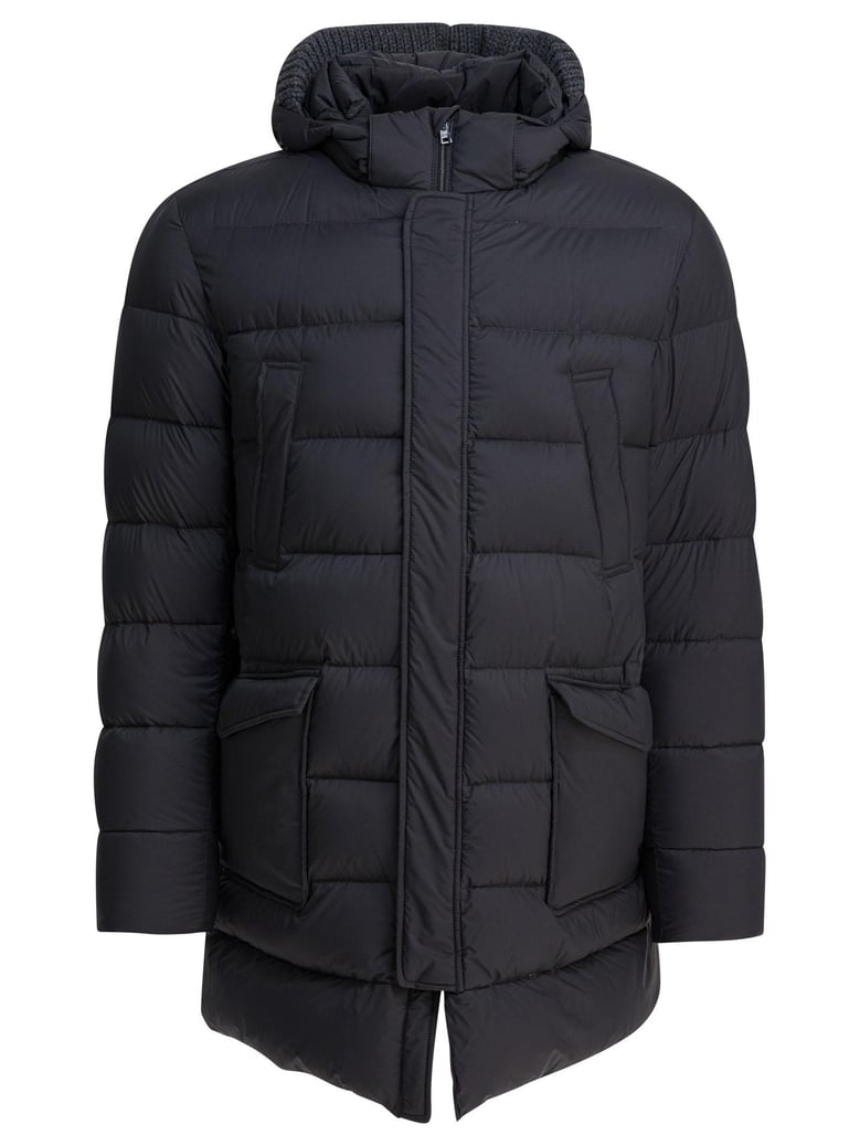 grey hooded puffer jacket by Selfnex
