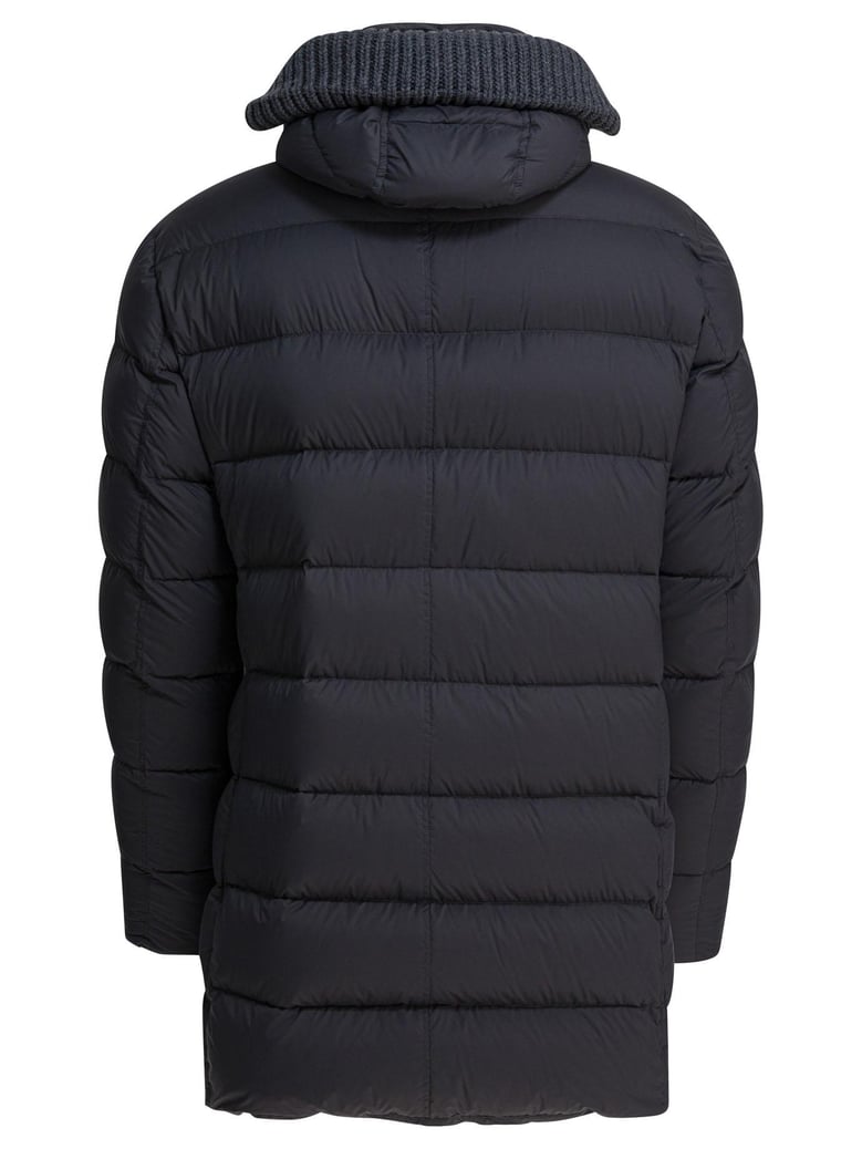 grey hooded puffer jacket by Selfnex