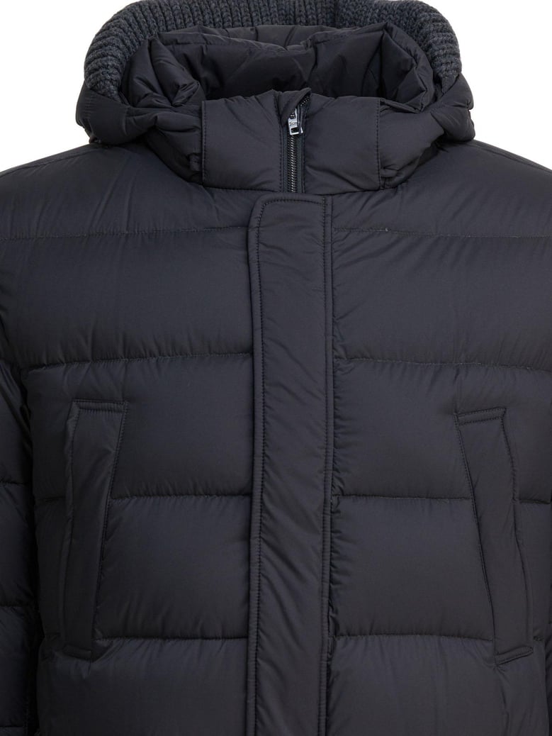 grey hooded puffer jacket by Selfnex