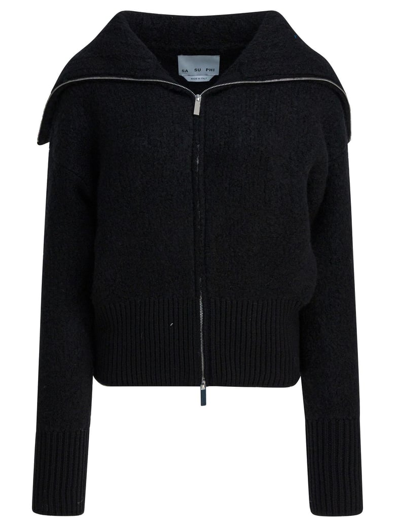 black cashmere alpaca coat by Selfnex