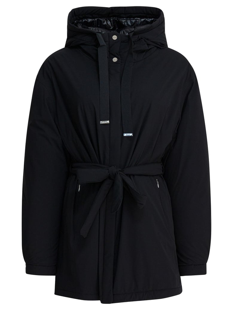 black hooded padded coat by Selfnex