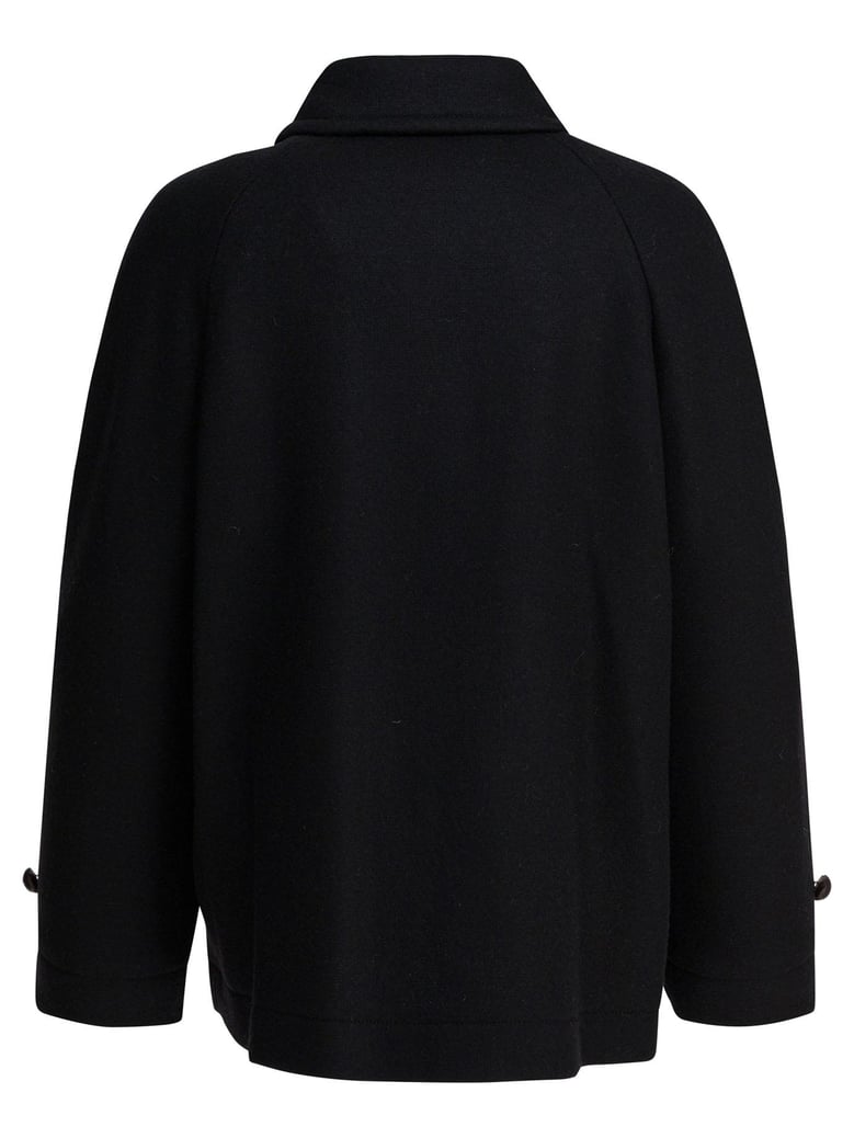 black wool double-breasted coat by Selfnex
