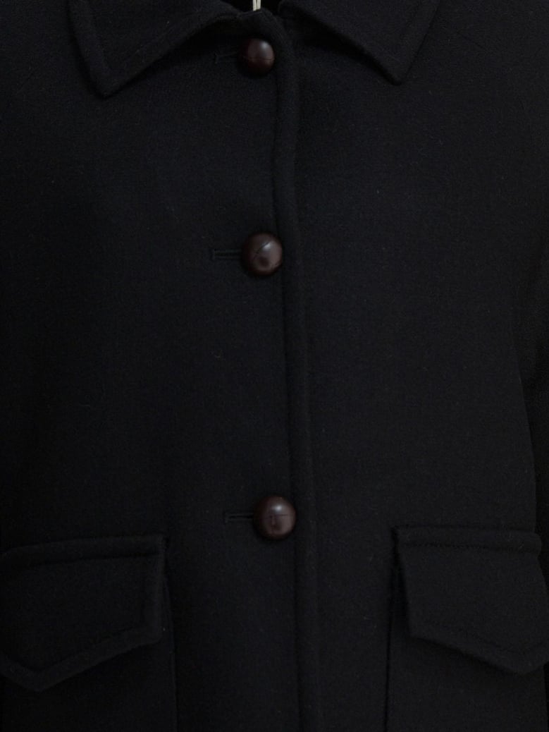 black wool double-breasted coat by Selfnex