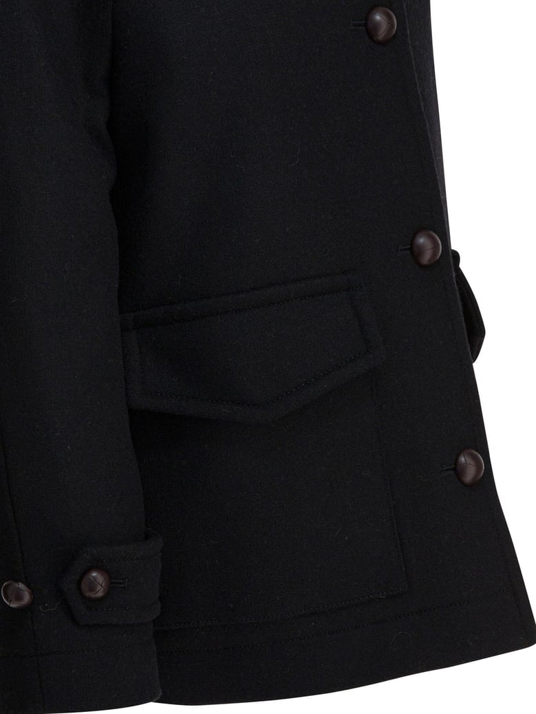black wool double-breasted coat by Selfnex