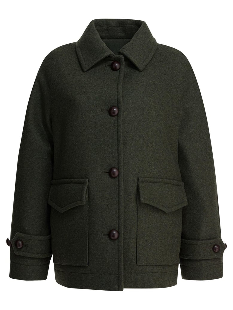 green wool double-breasted coat by Selfnex