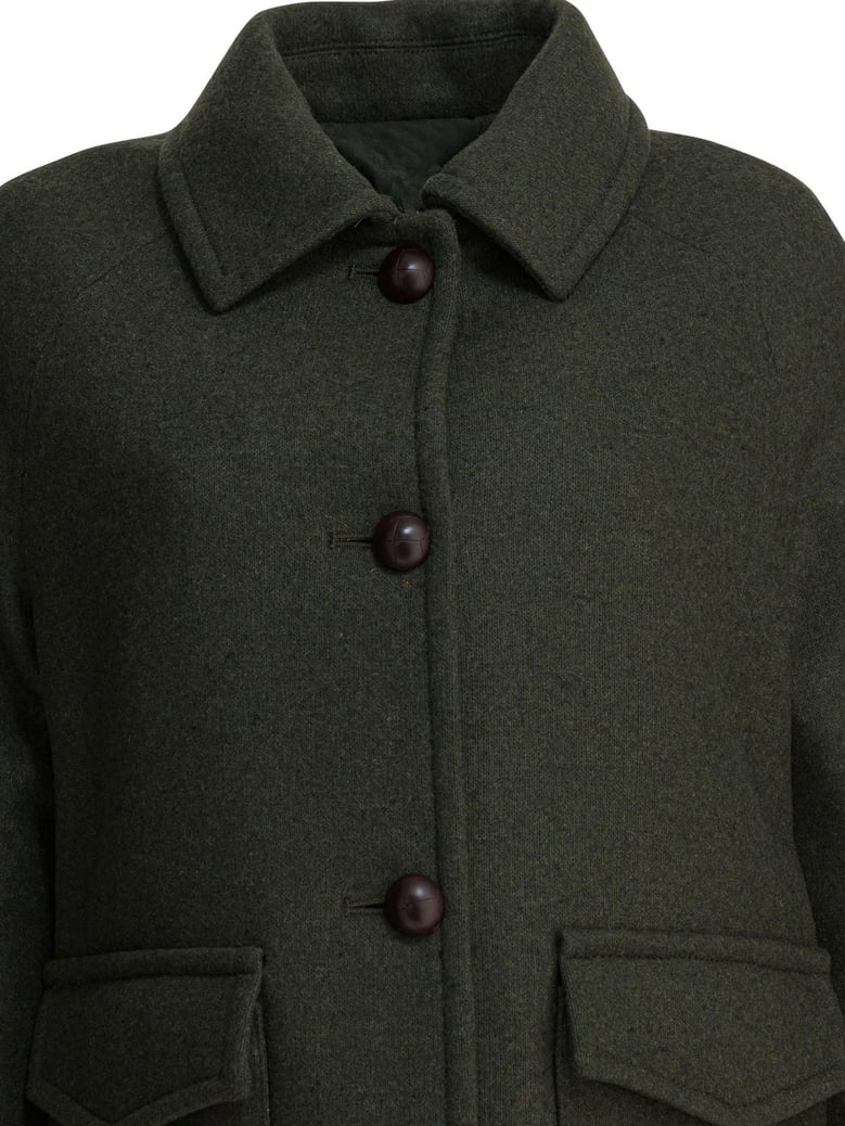 green wool double-breasted coat by Selfnex