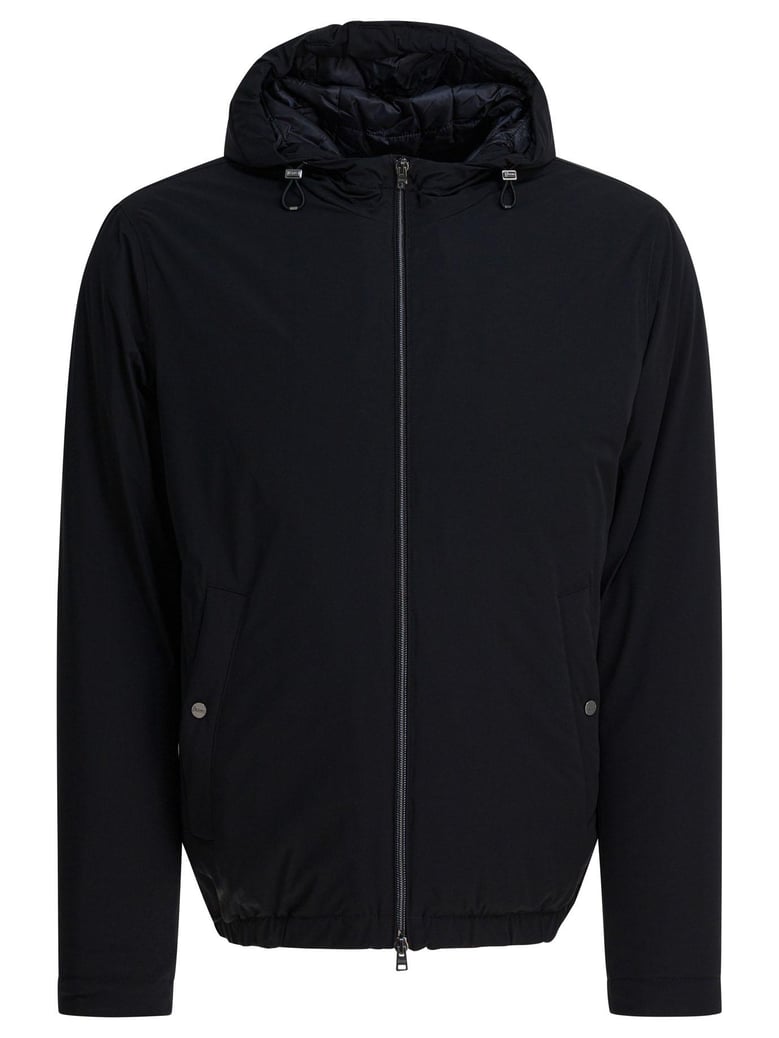 black hooded padded vest by Selfnex
