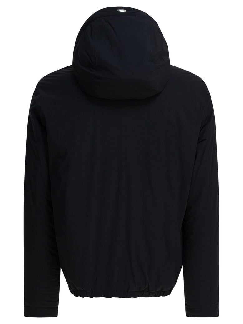 black hooded padded vest by Selfnex