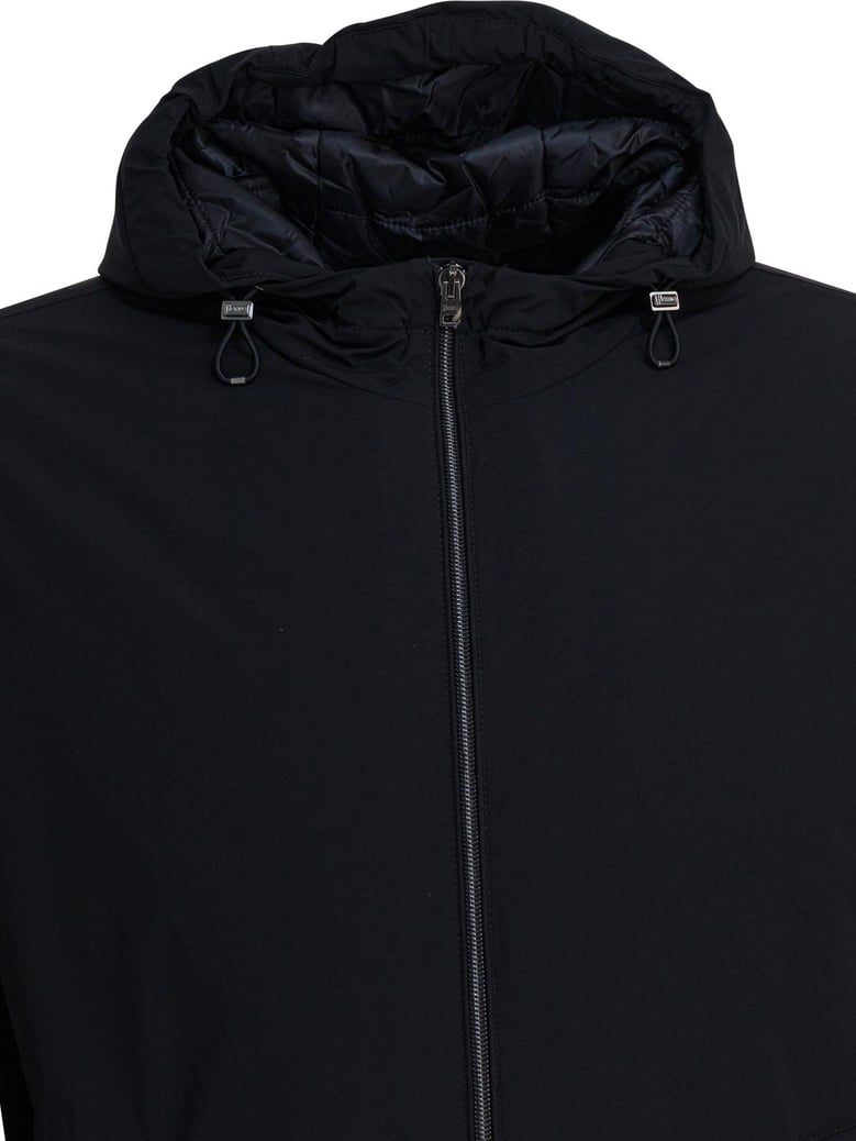 black hooded padded vest by Selfnex
