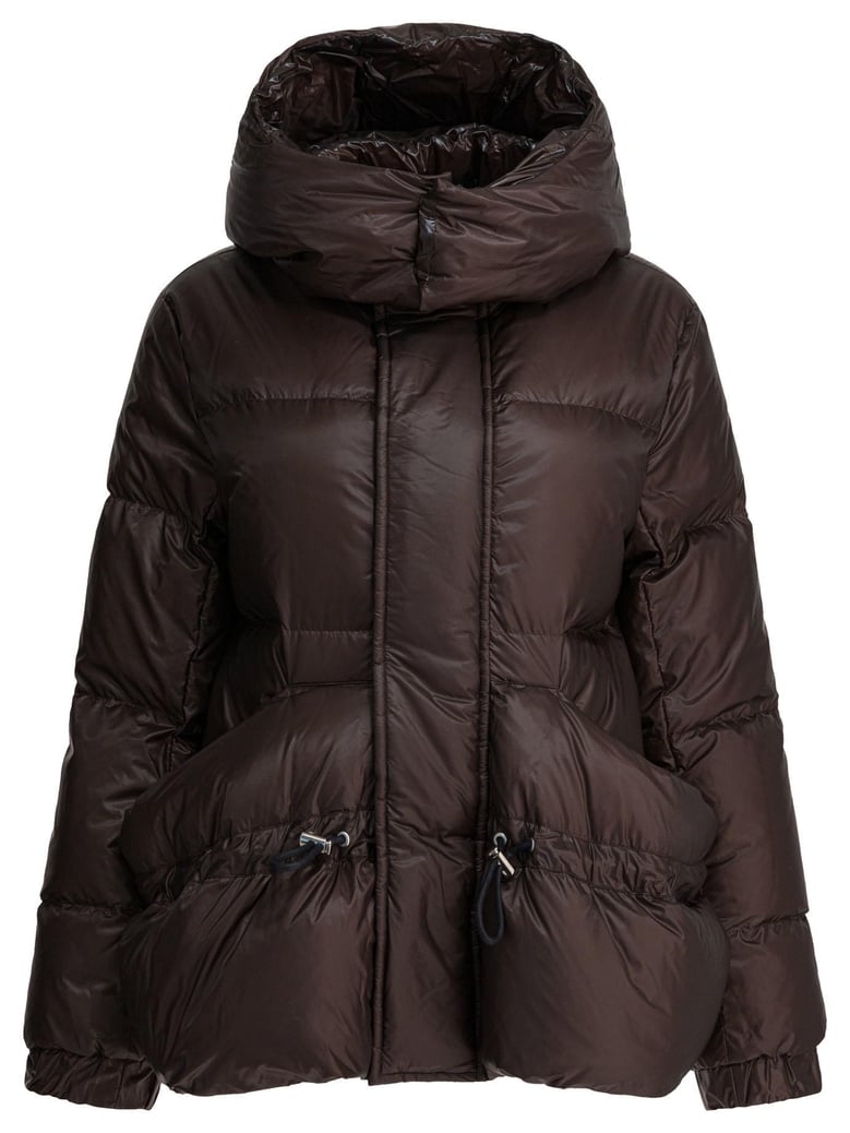 brown nylon down jacket by Selfnex