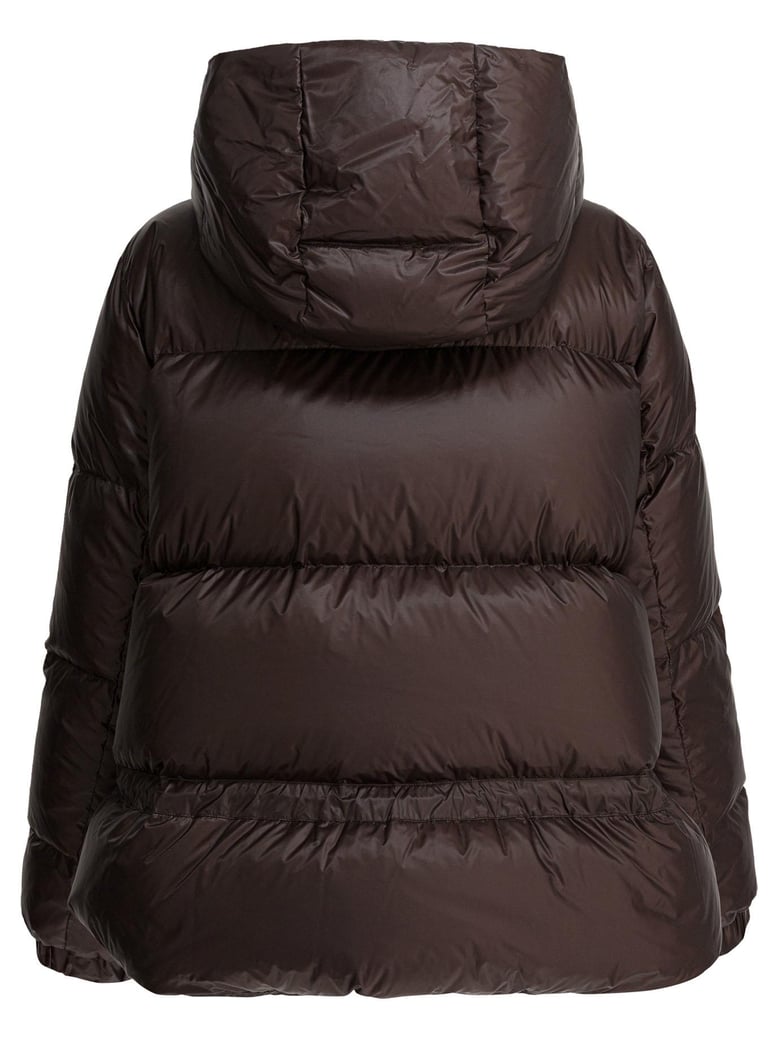 brown nylon down jacket by Selfnex
