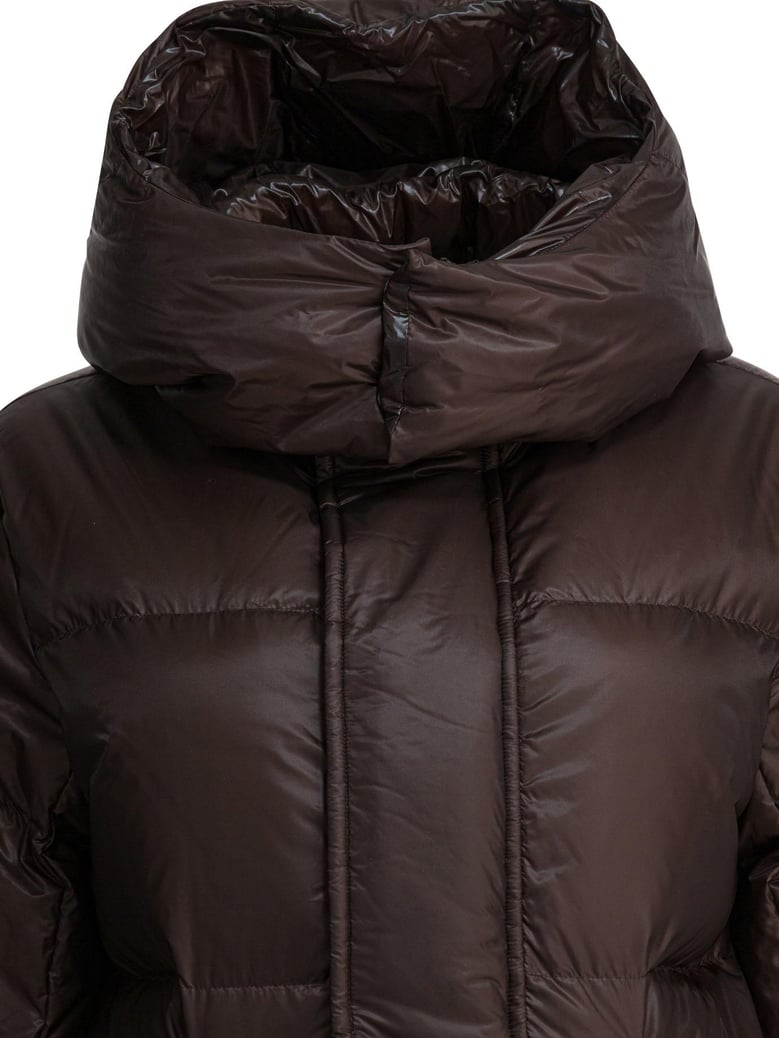 brown nylon down jacket by Selfnex