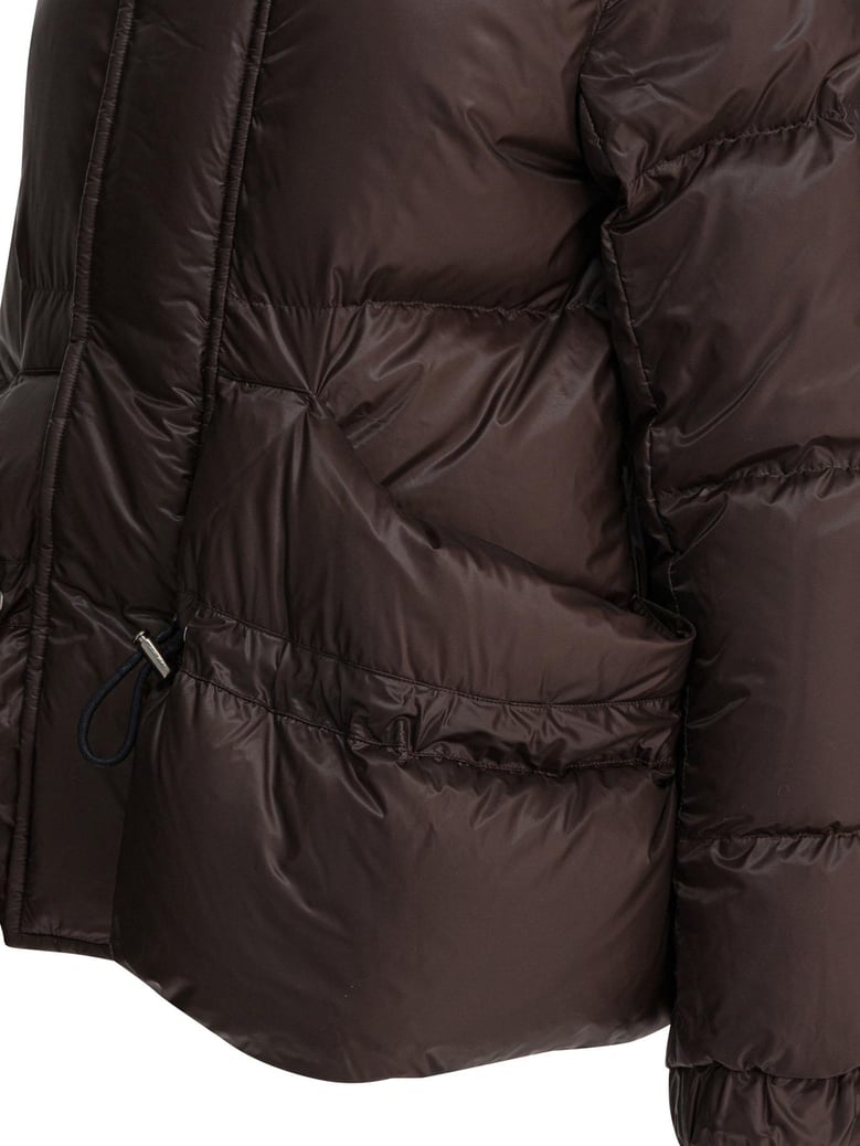 brown nylon down jacket by Selfnex