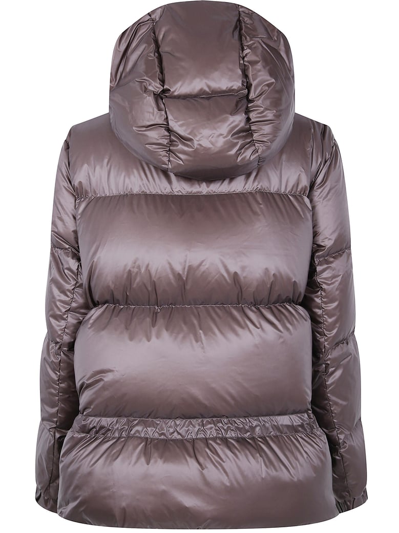 brown nylon down jacket by Selfnex