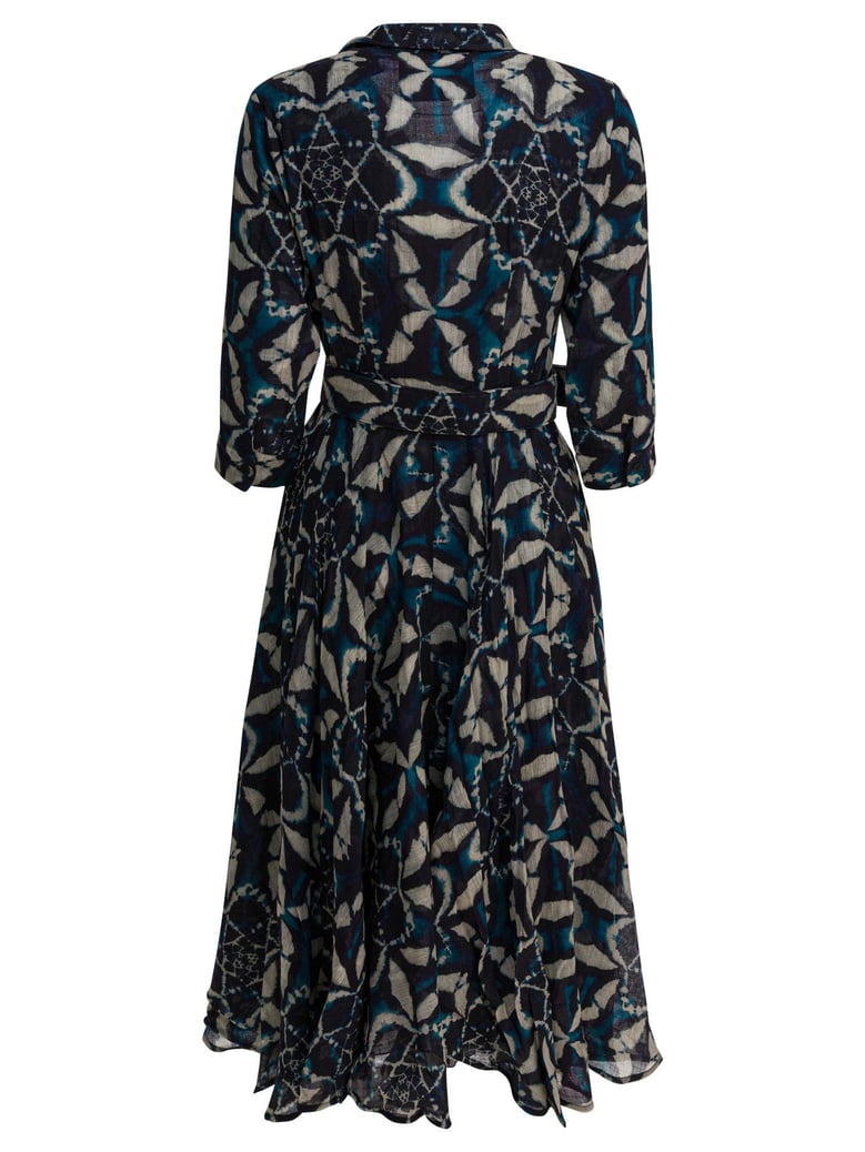 blue printed wool dress by Selfnex