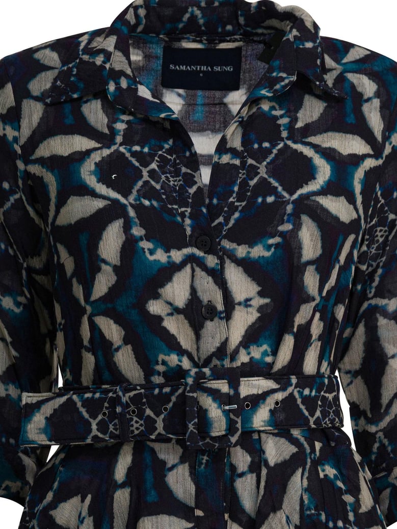 blue printed wool dress by Selfnex