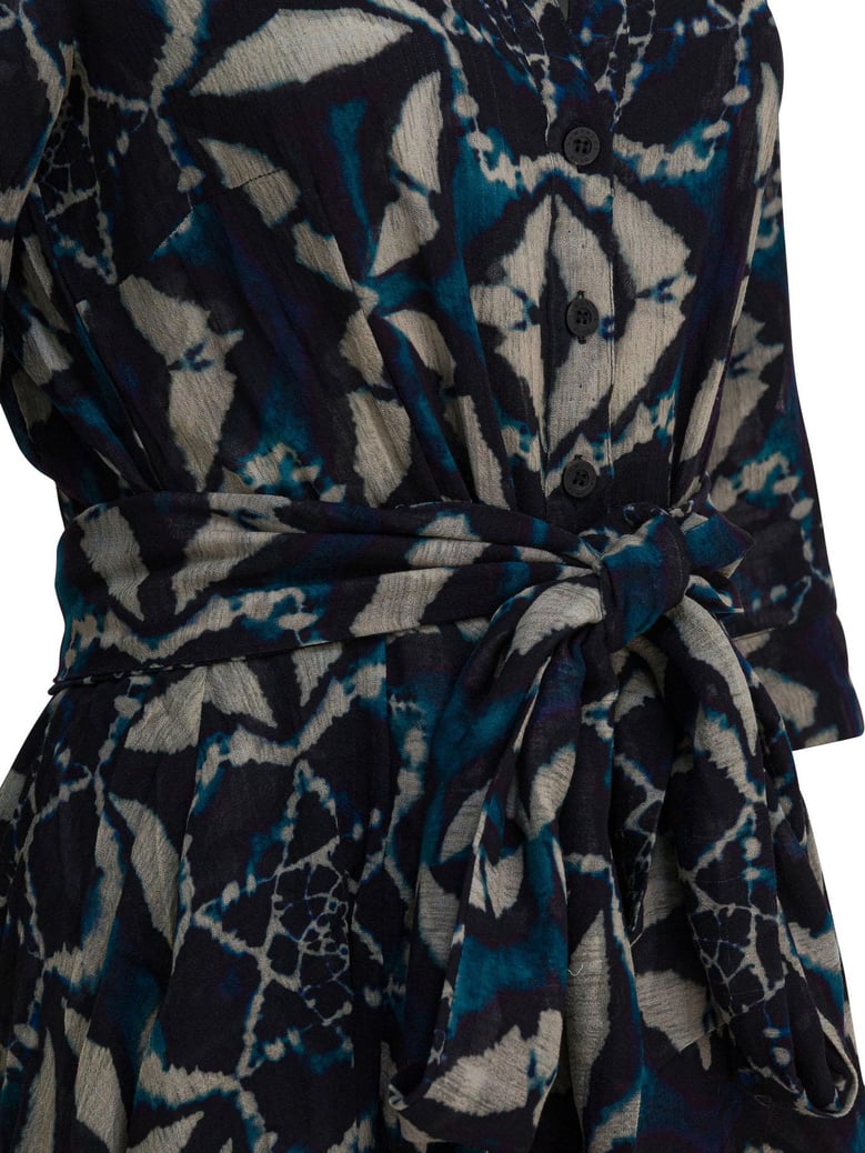 blue printed wool dress by Selfnex