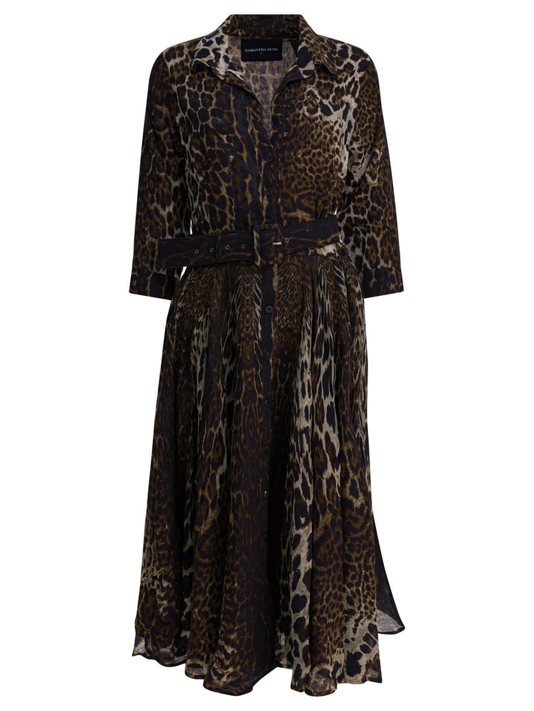brown leopard print wool dress by Selfnex