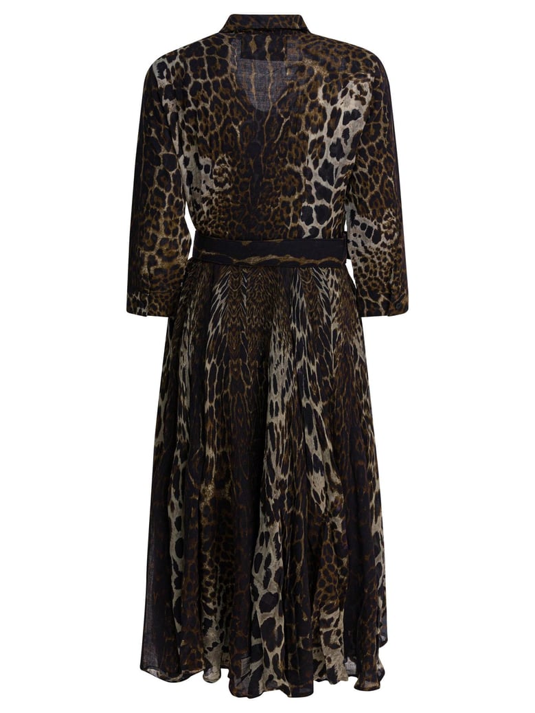 brown leopard print wool dress by Selfnex