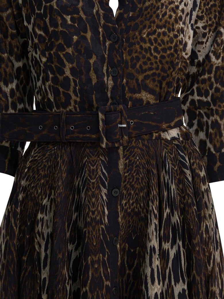 brown leopard print wool dress by Selfnex