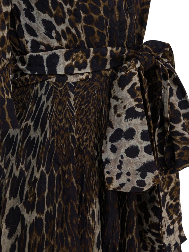 brown leopard print wool dress by Selfnex