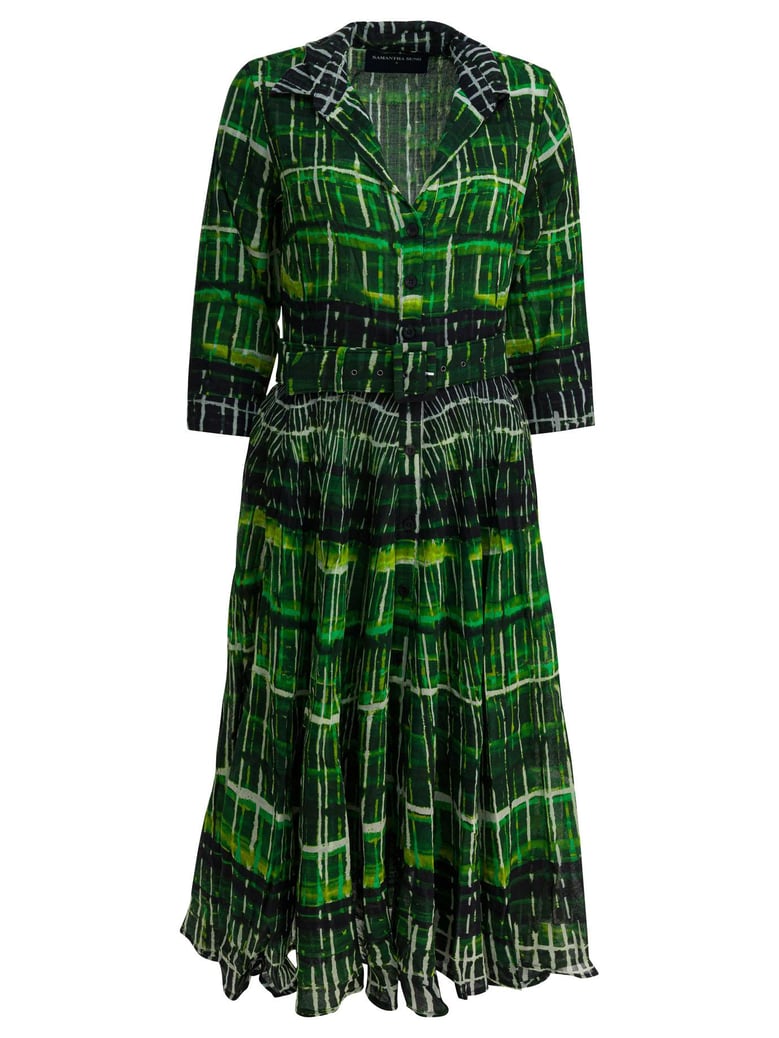 green plaid wool dress by Selfnex
