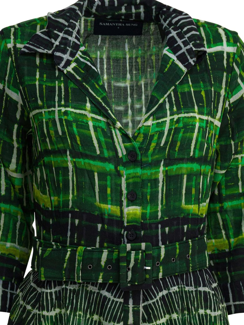 green plaid wool dress by Selfnex