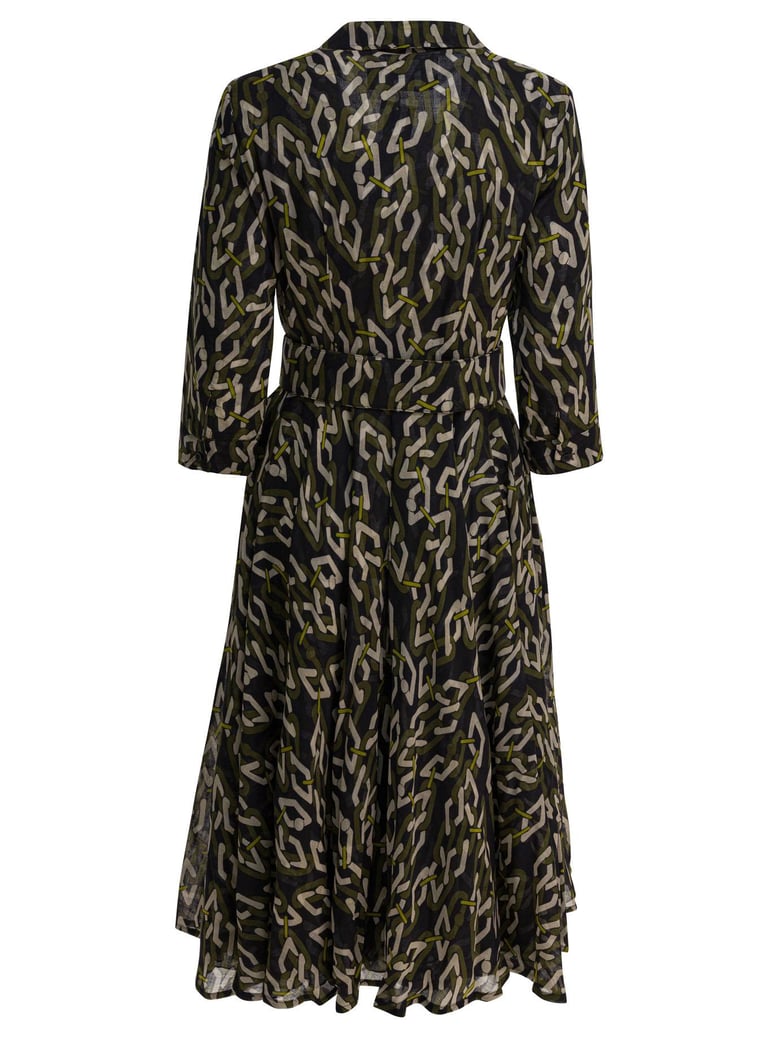 green chain print wool dress by Selfnex