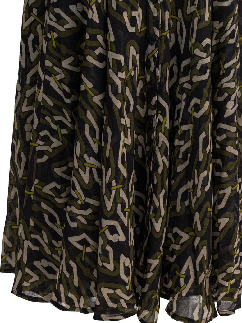 green chain print wool dress by Selfnex