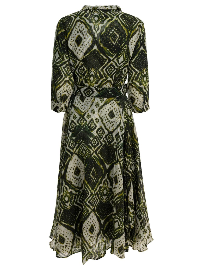 green tie-dye wool dress by Selfnex