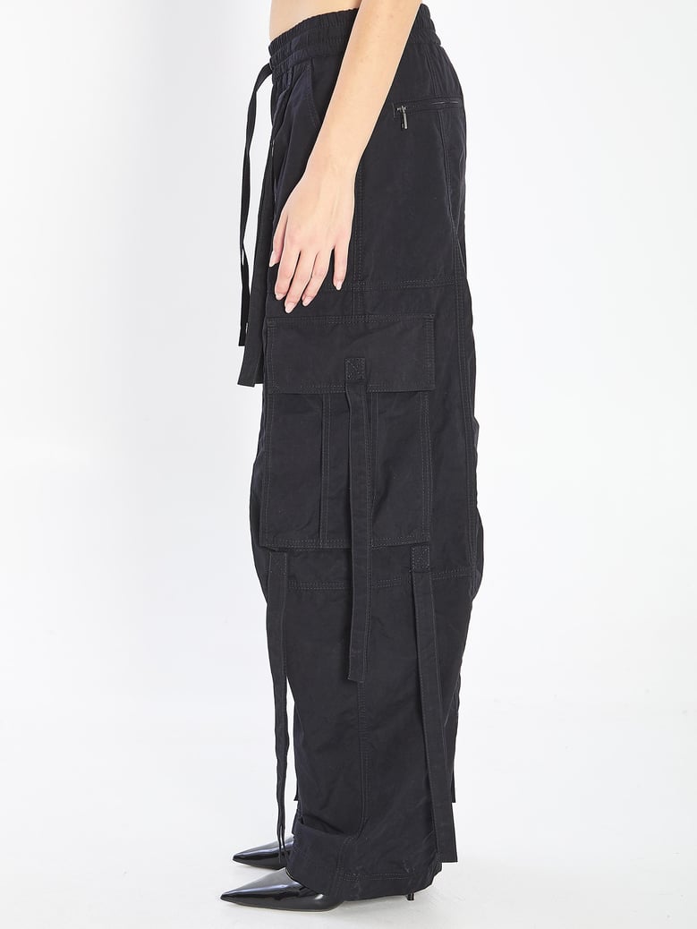 cargo pants in coated faille by Selfnex