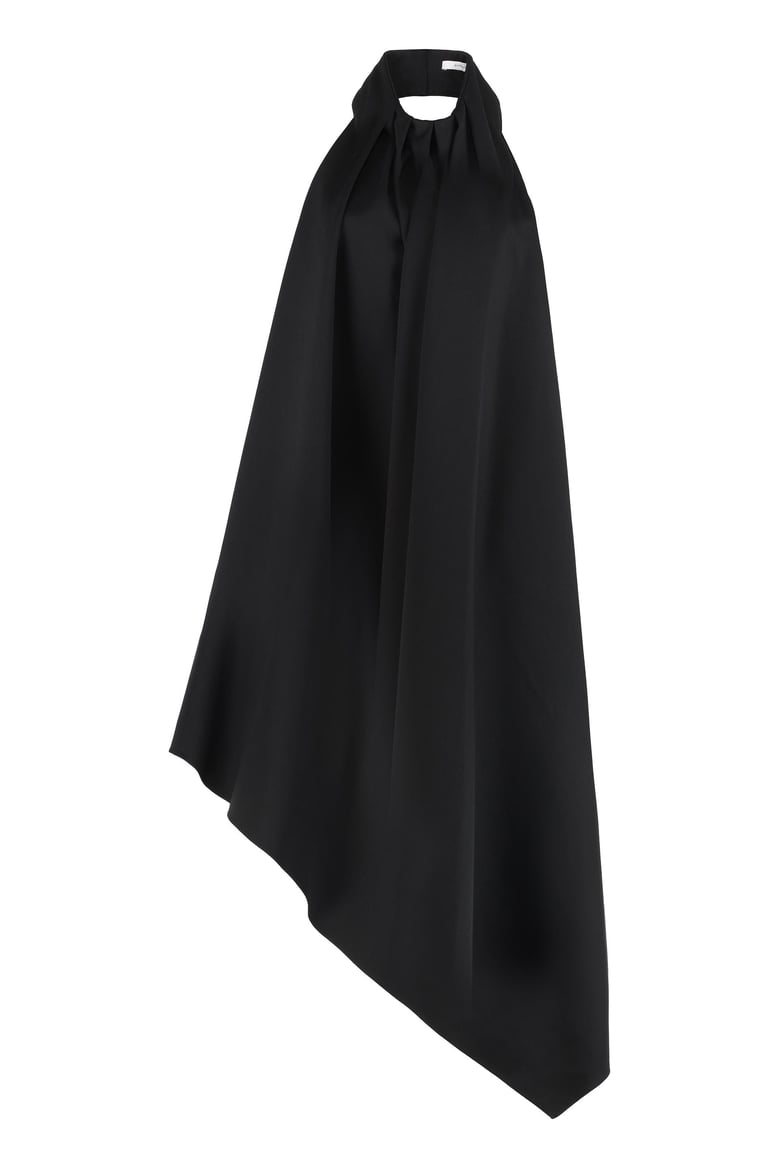 asymmetrical draped dress in wool by Selfnex
